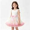 Kids Puffy Tulle Tutu Skirt, Separate Princess Skirt with Pink Bow Elastic Waist for Birthday Party