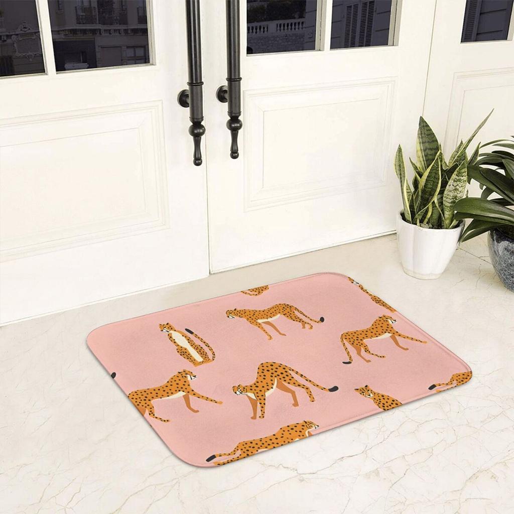 1PC Leopaed Pattern Kitchen Rugs Non-Slip Door Mats Pop Design Bathroom Rug Bath Mat Carpet for Home Sink Laundry Decor