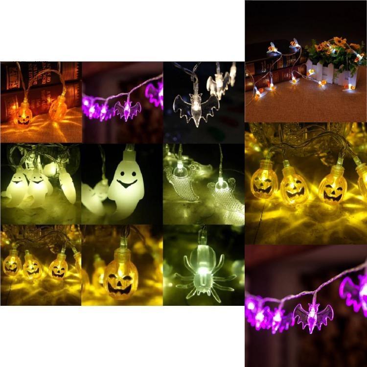 Enchanting Halloween Led String Lights Featuring Whimsical Pumpkins Spiders Skeletons For Festive Window Decor