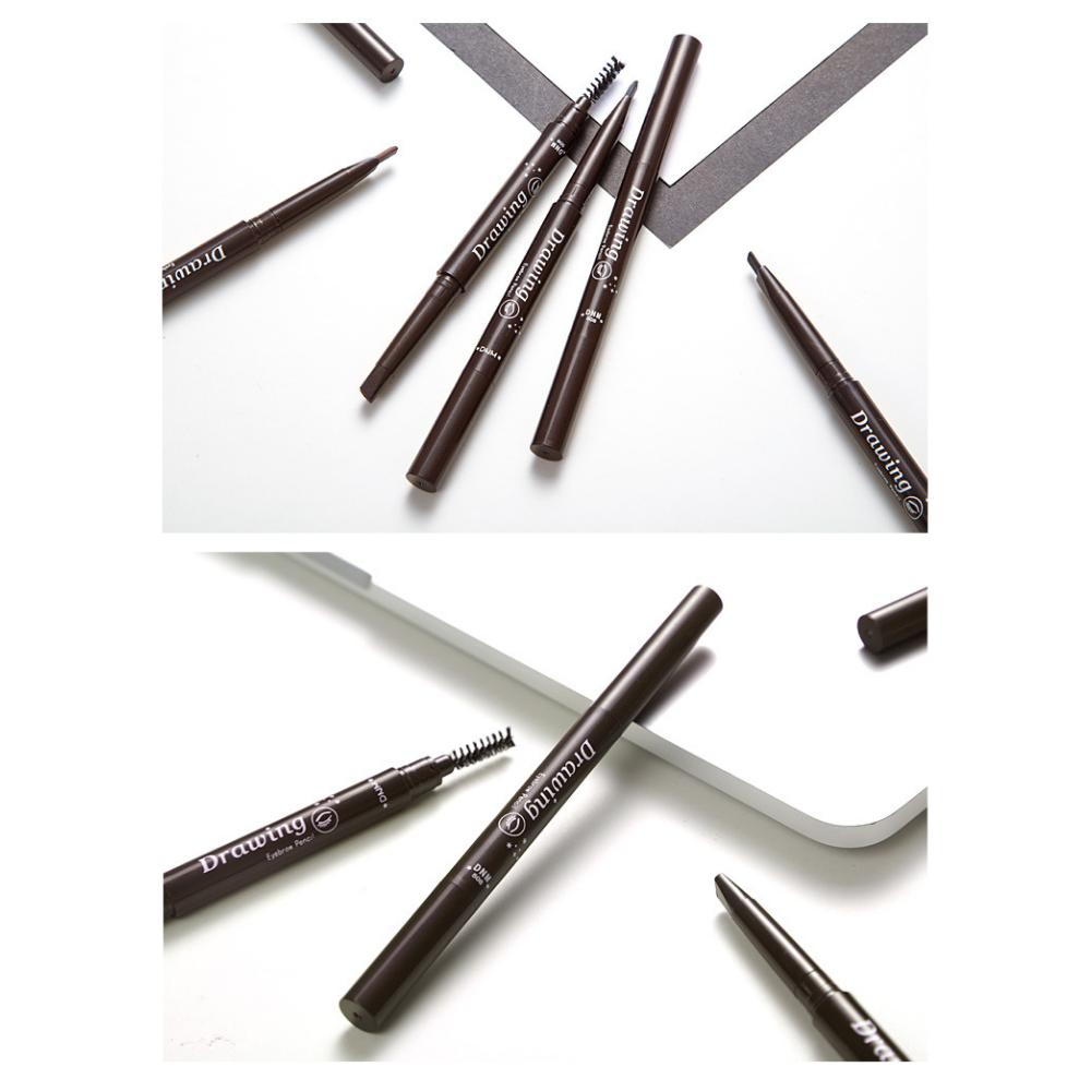 DNM Single 7-colour Double-ended Triangular Eyebrow Pencil with Brush for Natural and Easy Application for Beginners