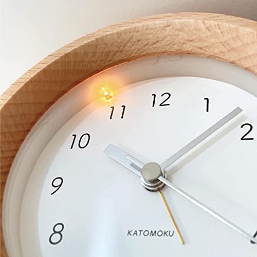 KATOMOKU Alarm Clock 6 Natural km-89NA Wooden Alarm Clock with Snooze and Light, 11 x 11.6 x 4.6 cm