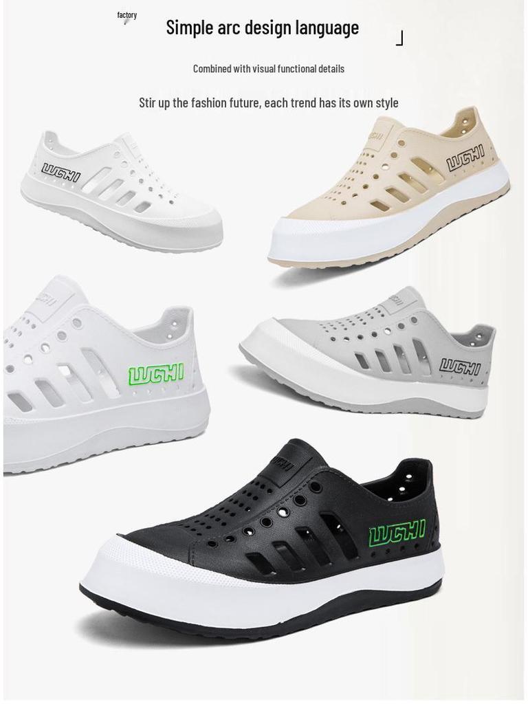 Men's Summer Casual Breathable Non-slip Beach Sandals: Soft Sole, Hollow Design, Ideal for Outdoor Activities.
