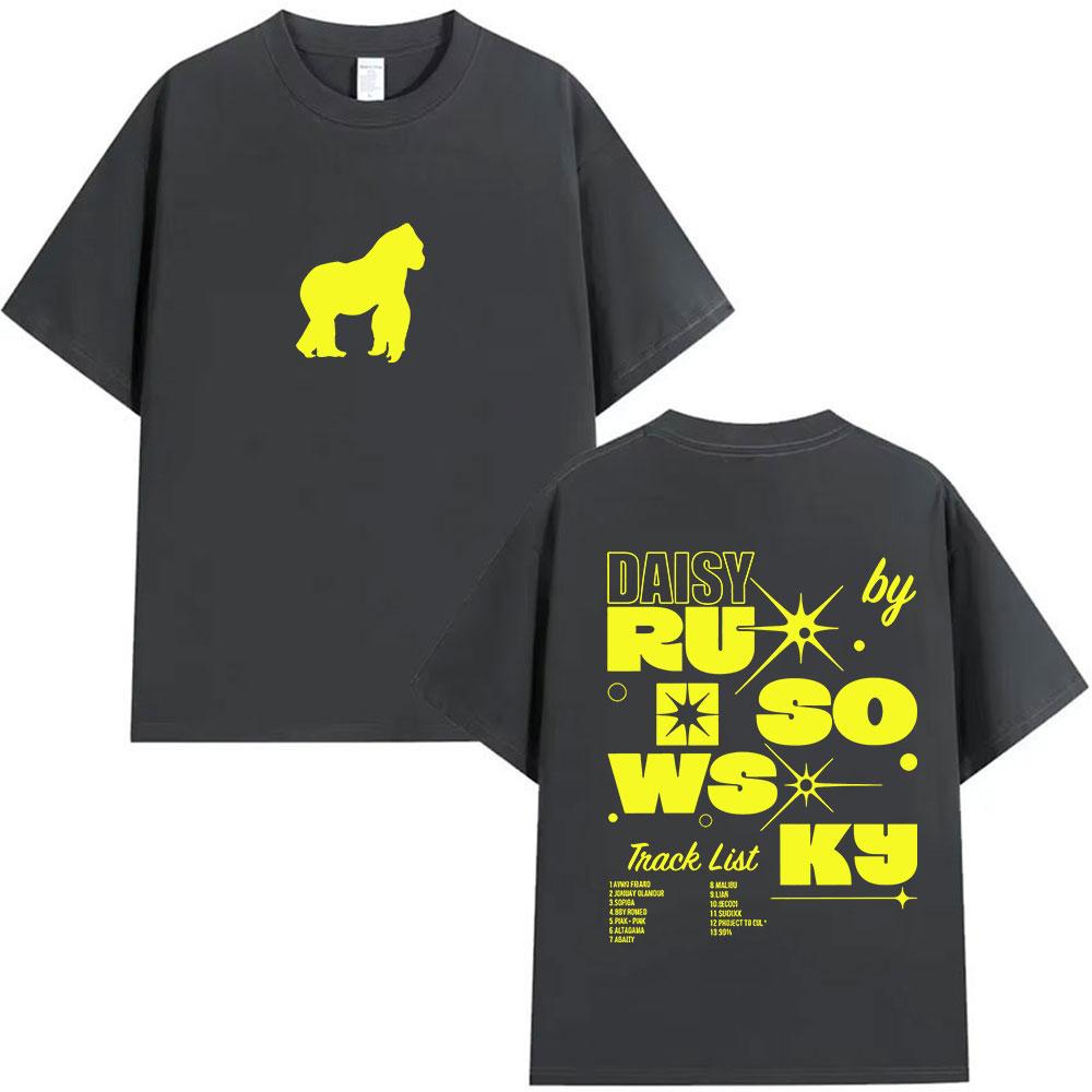 Rapper Rusowsky Daisy Tour 2025 Fans T Shirt Men Women Vintage Fashion Clothing Tshirts Summer Casual Oversized Cotton Tshirt