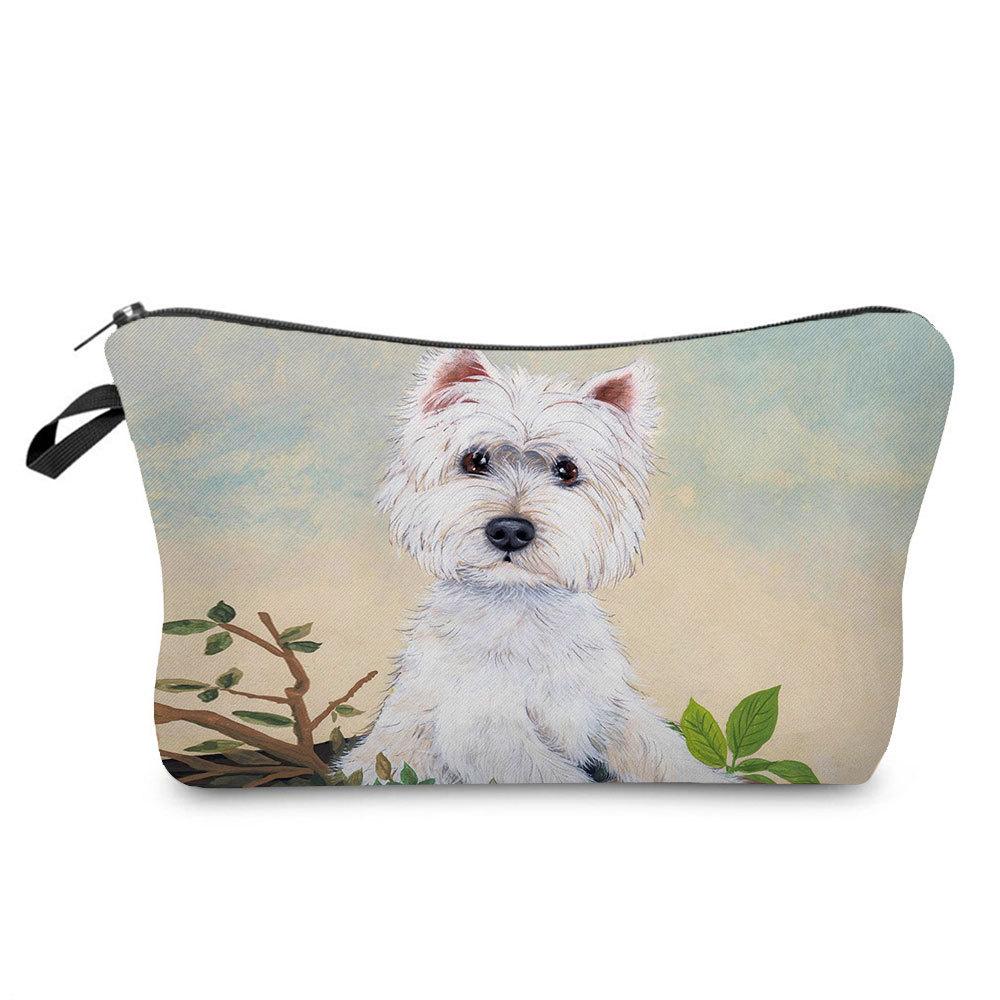 Women Dog Print Cosmetic Bag Toiletries Organize Travel Storage Case 6774