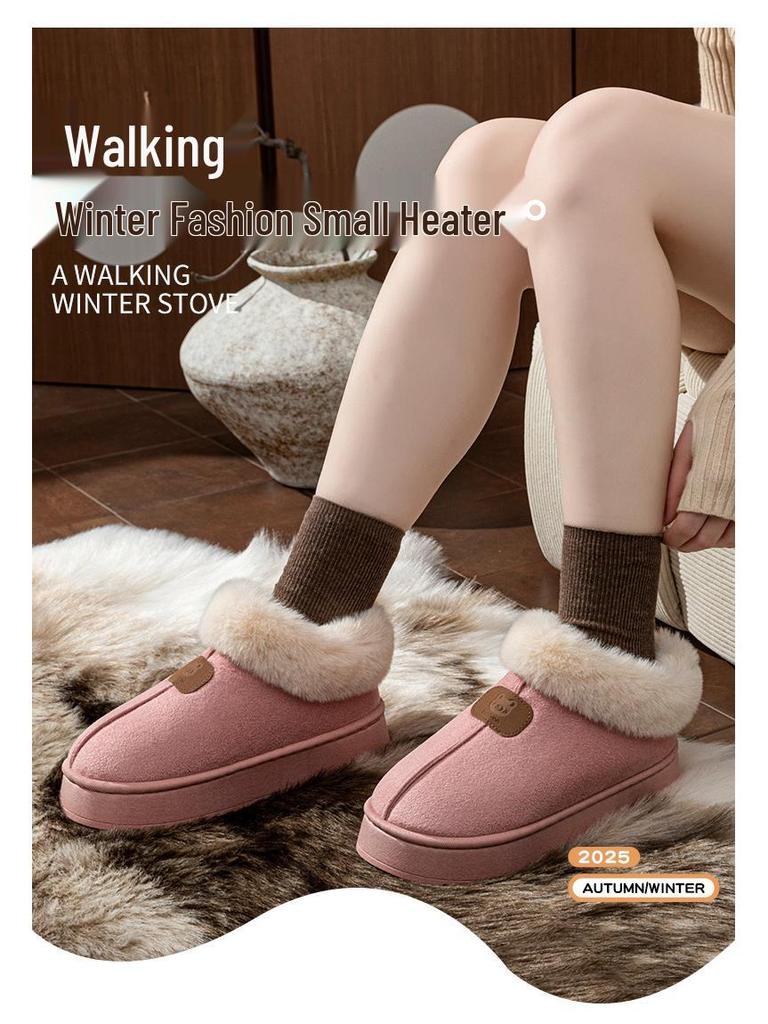 Women's Thick-Soled Winter Cotton Snow Boots & Slippers - Warm, Velvet, Closed-Toe for Outdoor & Home Wear