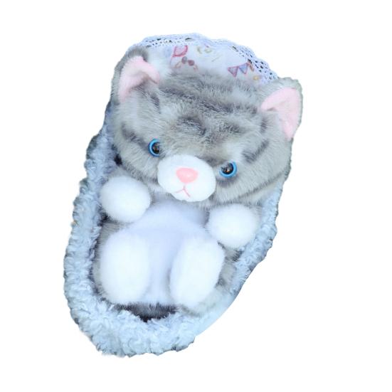 

Yousheng Милая Реалистичная Плюшевая Игрушка Котенок со Спальным Гнездом Мягкая Набивная Игрушка Пушистая Кукла Кошка Забавная Настольная Декорация Подарок для Девочек серый