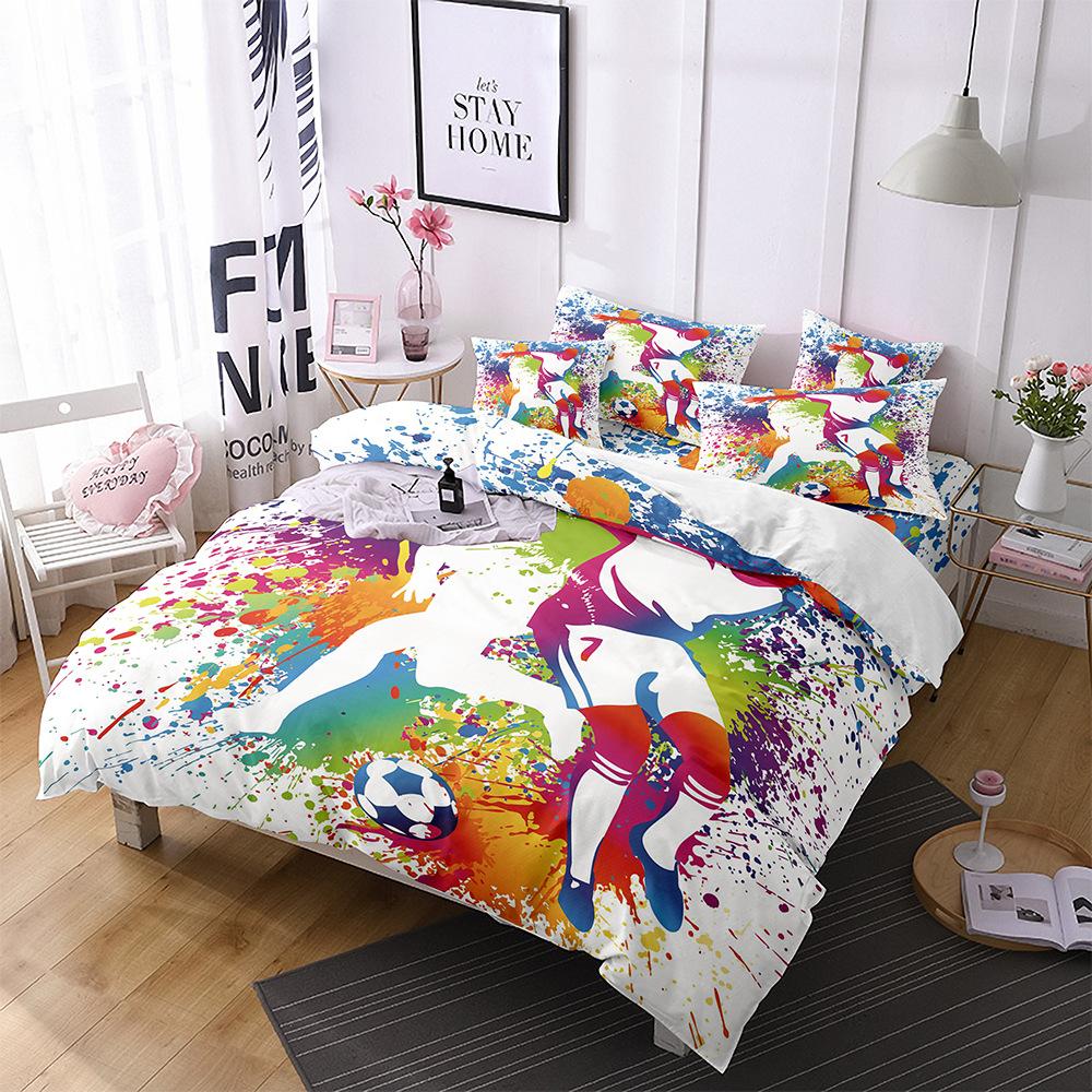 Football Basketball Sports Quilt Cover Bedding Digital Printing Home Textiles Three-Piece Set