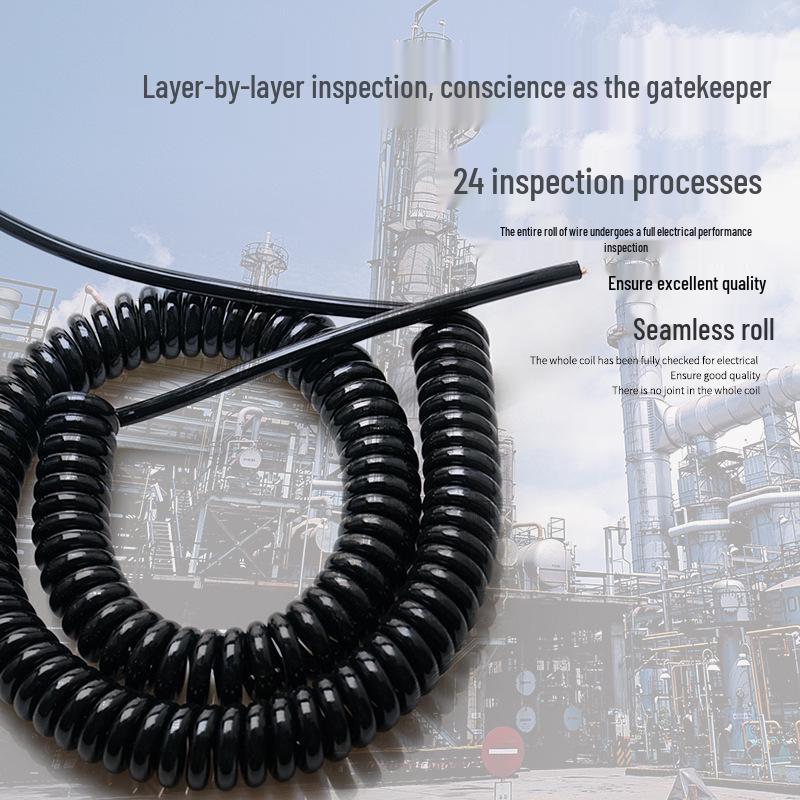 Durable PU Spiral Cable: Spring Wire, 2/3/4-Core, High Rebound, National Standard Copper Core Power Cord
