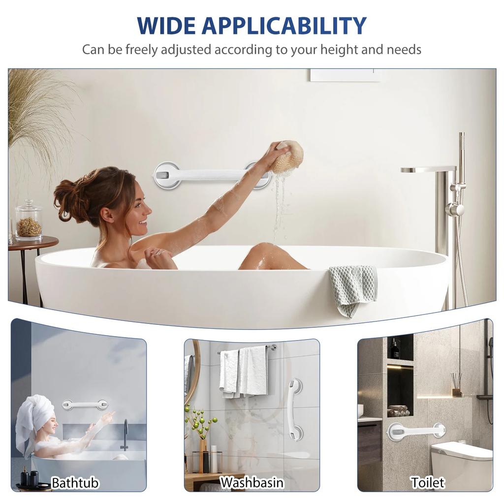 2Pcs Shower Grab Bar Nonslip Shower Grab Handle Plastic Reusable Bathtub Grab Handle Removable Bathtub Grabbar for Home Bathroom