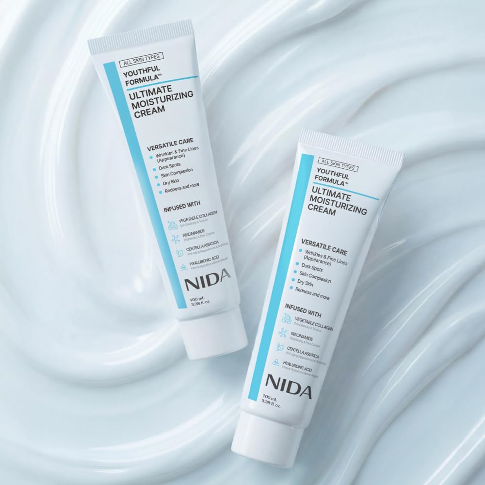 Crema Hidratante Definitiva NIDA | Centella Asiática, Ácido Hialurónico, Colágeno | Arrugas, Líneas Finas, Manchas Oscuras, Piel Seca, Enrojecimiento | 100ml