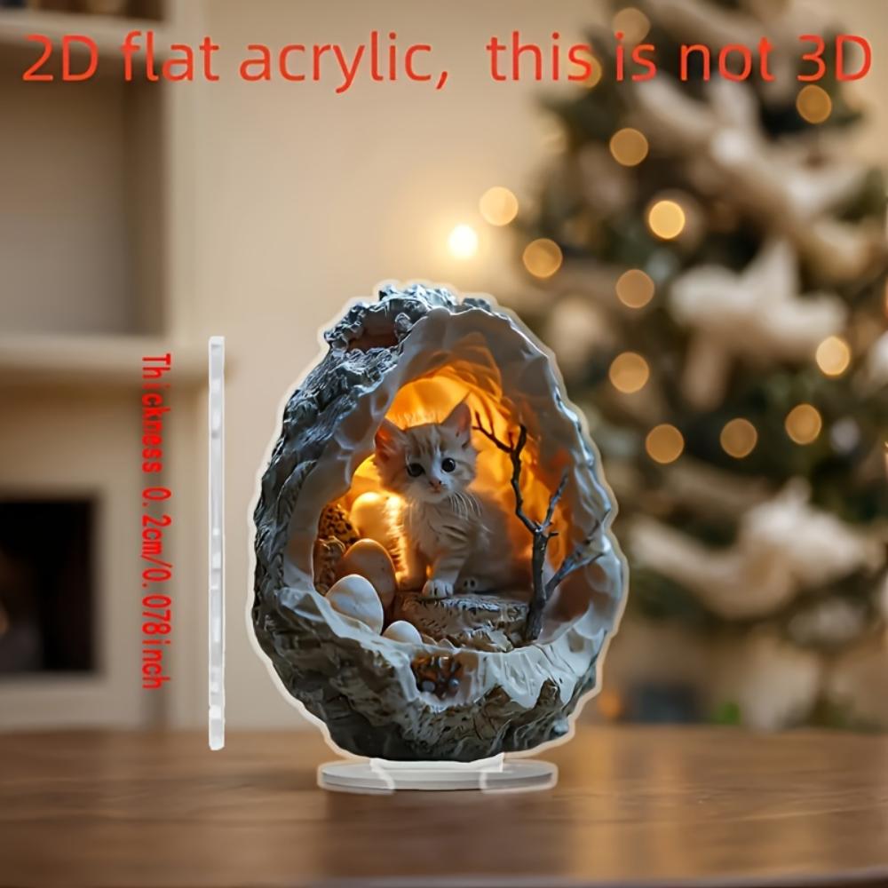 Cute cat pattern, 2D flat acrylic, desktop decoration, suitable for living room, bedroom, gifts, Christmas, Halloween