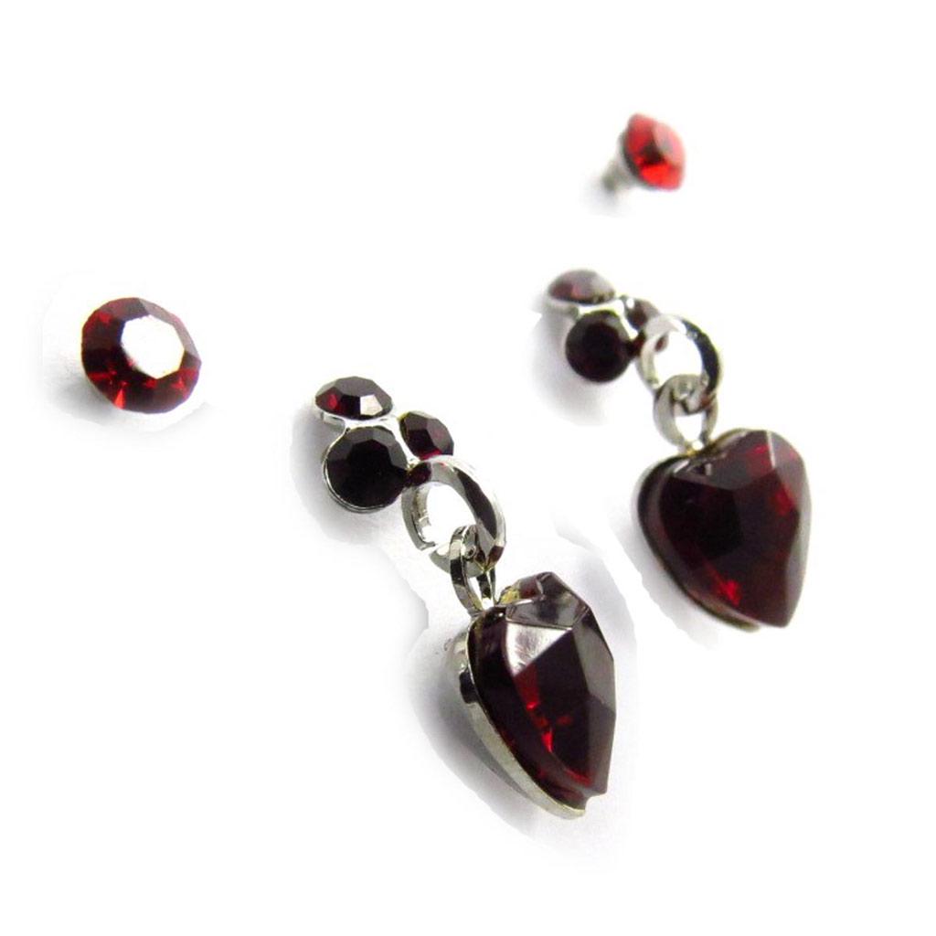 Les Trésors De Lily [J6248] - 2 Pairs of Red 'Sissi' Earrings