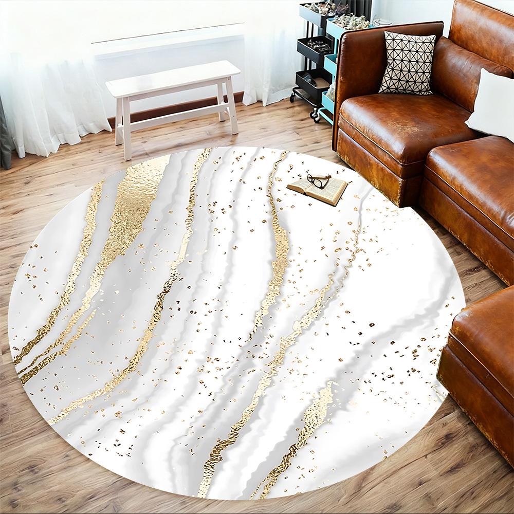 1pc Marble Gold Round Chair mat Area Rug - Non-Slip, Floor Mat for Office, Bedroom, and Indoor Decor c1125349