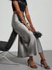 Women's Clothing Elegant Satin Midi Skirt Slim Fit High-Waisted Dress