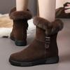 Thickened Snow Boots, Women's Fleece Ankle Boots, New Cotton Boots, Anti-slip Soft-soled Cotton Shoes