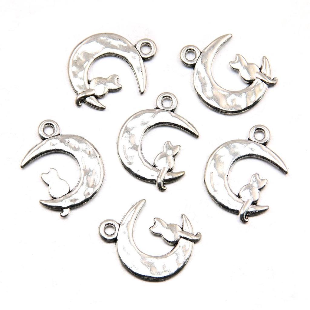 Handgefertigter Antiksilber Mondanhänger: Kreativer Natürlicher Charme Schmuck Accessoire