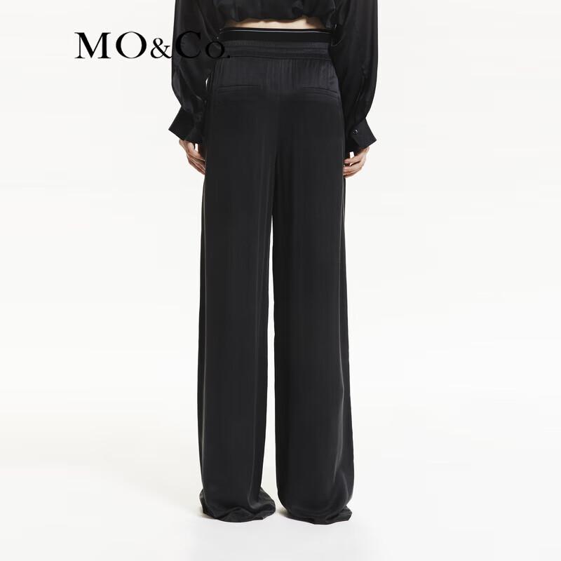 MO&Co. High-Waisted Silk Blend Wide-Leg Casual Pants