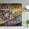 European Style Religious Oil Painting Shower Curtains Art Bathroom Decoration Waterproof Bathtub Home Decor Cloth Curtain Set