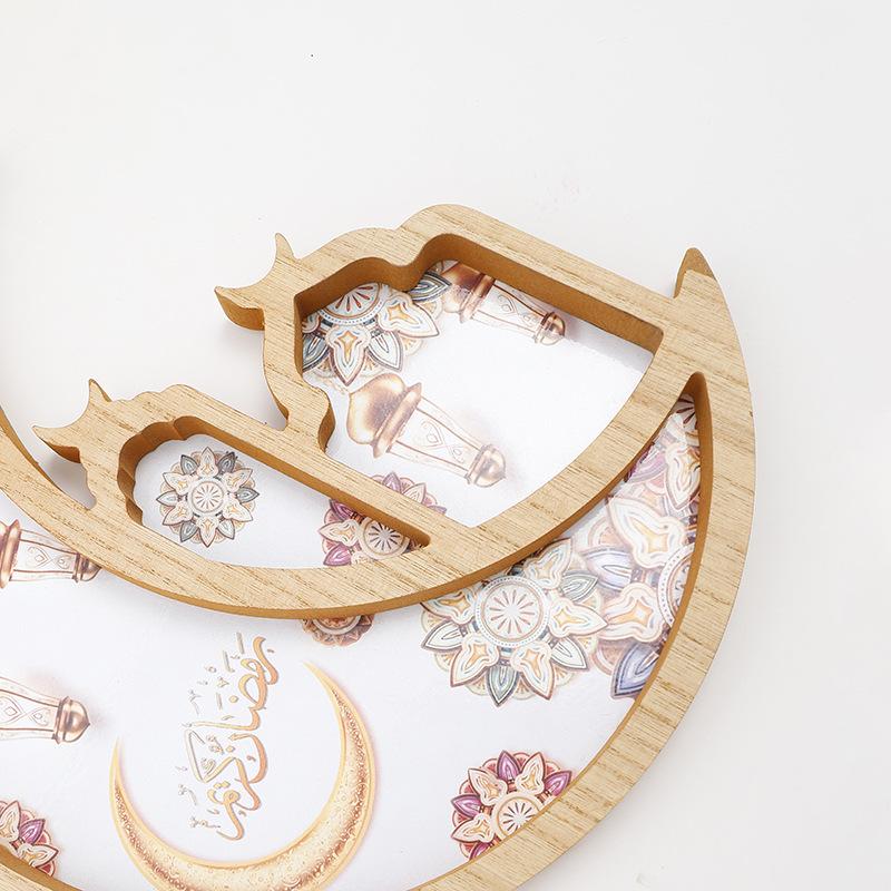 Ramadánové dekorace pro domácnost Ramadánový tác Domácí výzdoba Ramadánový servírovací tác na párty výzdoba Podnos na jídlo Tác na svačiny Servírovací talíř na sušenky