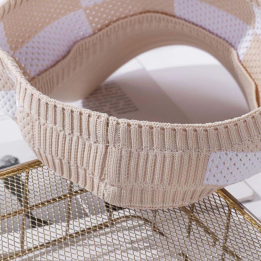 Summer Simple Checkerboard Plaid Letter Hollow Sun Hat Sun Cap Baseball Cap Empty Top Hat