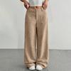 Corduroy Pants For Women Casual  Elastic Waist Straight Leg Pants Loose Comfy Trousers With Pockets