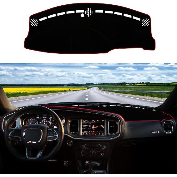 Fit for Dodge Charger 2011-2023 Accessories (Without HUD) Dash Cover Custom Dashboard Cover Mat Non-Slip Pad Sunshield Cover Center Console Protector