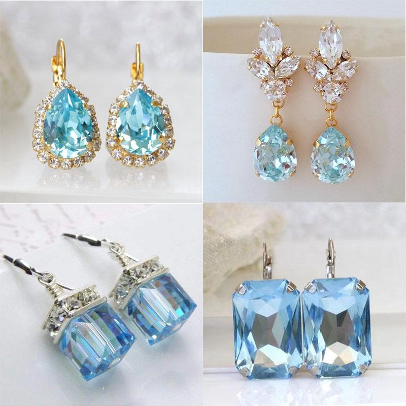 Pendientes de Zirconita Cúbica Forma de Gota de Agua Azul Lago para Mujer de Alta Calidad Lujo para Asistir a Bodas y Banquetes Brillantes Venta al por Mayor