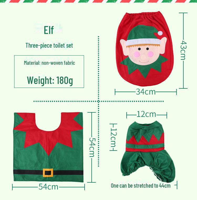 Ensemble de toilette de dessin animé de Noël: Housse de protection pour bonhomme de neige, elfe et cerf avec repose-pieds