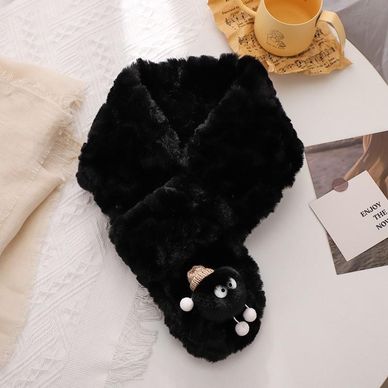Soft Fleece Scarf Winter Warmth Cartoon Print Unisex Neck Wrap Cozy Comfortable Breathable Fashion Accessory