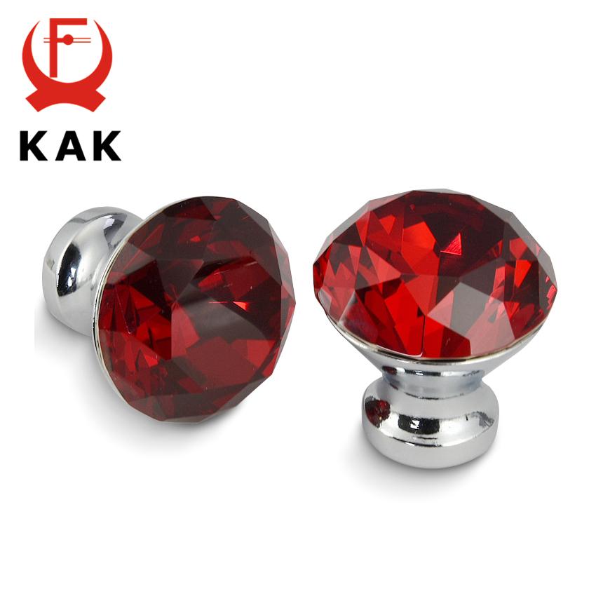 KAK 30mm Kitchen Cabinet Handles Diamond Shape Design Crystal Glass Knobs Cupboard Pulls Drawer Knobs Furniture Handle Hardware