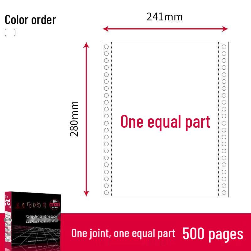 Pinfeed Computer Print Paper: Available in 1 to 5 parts, 241 vouchers, with options for two or three equal parts.
