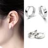 Fashion Men Women Silver Plated Smooth Round Hoop Huggie Earrings Jewelry Gift