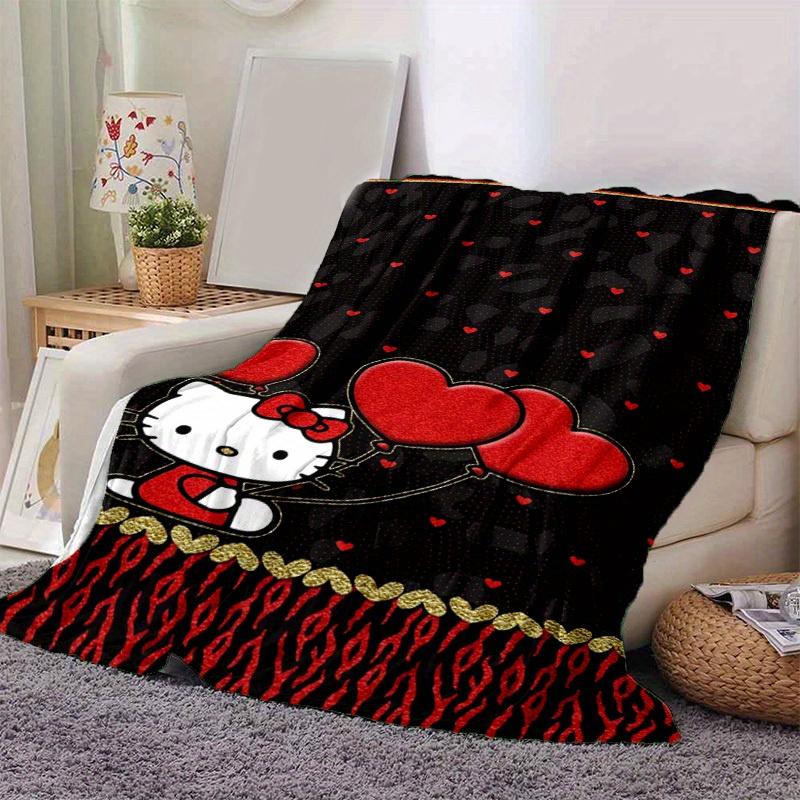 1pc. Hello Kitty Red Heart Balloons Patterned Blanket - Perfect for Home, Office, Outdoor Use, Gift Idea, Suitable for All Seasonsz041746