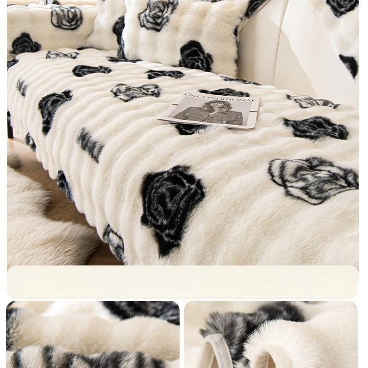 

Winter Rabbit Velvet Sofa Cushion New Autumn And Winter Fixed Non-Slip Seat Cushion Thickened Warm Sofa Cover Cover Cloth 70*90cm