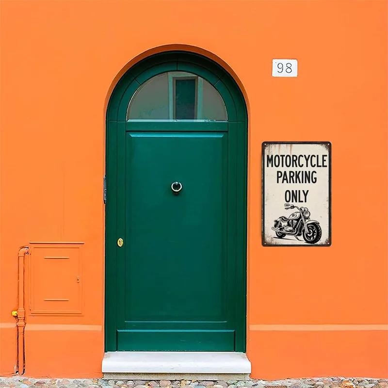 1pc, Motrocycle Parking Only Garage Metal Sign Outdoor Plaque Decoration, Home Decor, Wall Sign Vintage Retro