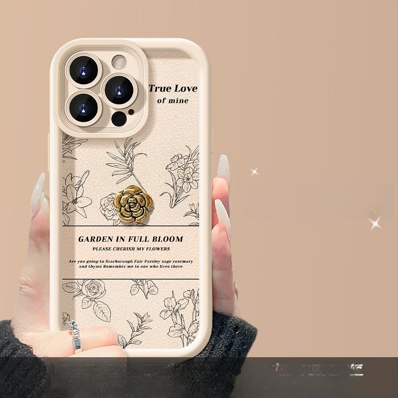 Applicable To Apple 15 Mobile Phone Case Iphone13promax Camellia Doll Lanyard 12/11 Lambskin 7plus