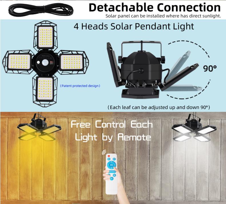 Solar-Garagenlicht Faltbar Vierblättrig LED Wasserdicht Radar Körpererkennung Verformbar Industriell Bergbau Hofbeleuchtung