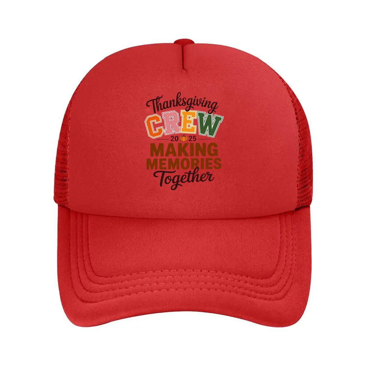 Thanksgiving Crew Making Memories Together Pumpkin Mesh Baseball Cap Hip Hop Adjustable