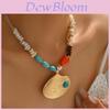 Shell Pendant Necklace With Colorful Stones For Women And Men