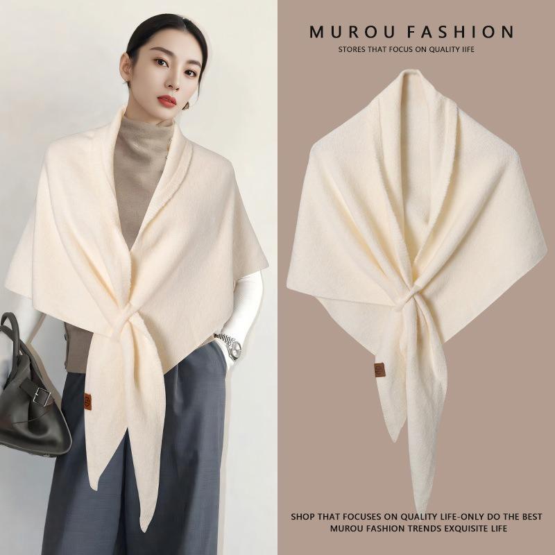 Version New Women's Neck Wrap Autumn and Winter Wool Blended Triangular Shawl Female Thickened with Knitted Warm Shoulder XWJ116