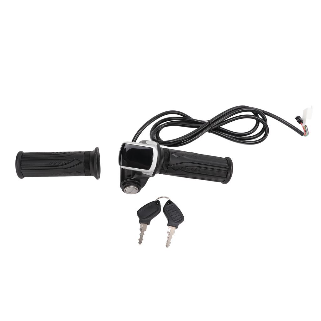 LED Display Electric Bike Throttle Grip Handlebar with Battery Indicator Power Switch Key24V