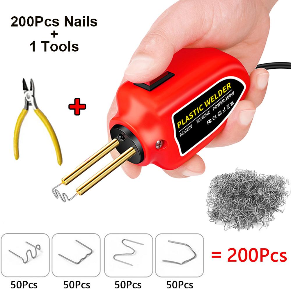100W Plastic Welding Repair Kit & 2-IN-1 Soldering Iron 200/1000Pcs Hot Staples Kayak Bumper Car Repair Tools