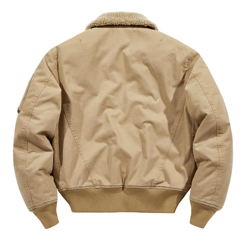 Winter Flight Jacket Men's Imitation Lamb Wool Padded Jacket Lapel Overalls Fleece Thickened Loose Thermal Padded Jacket