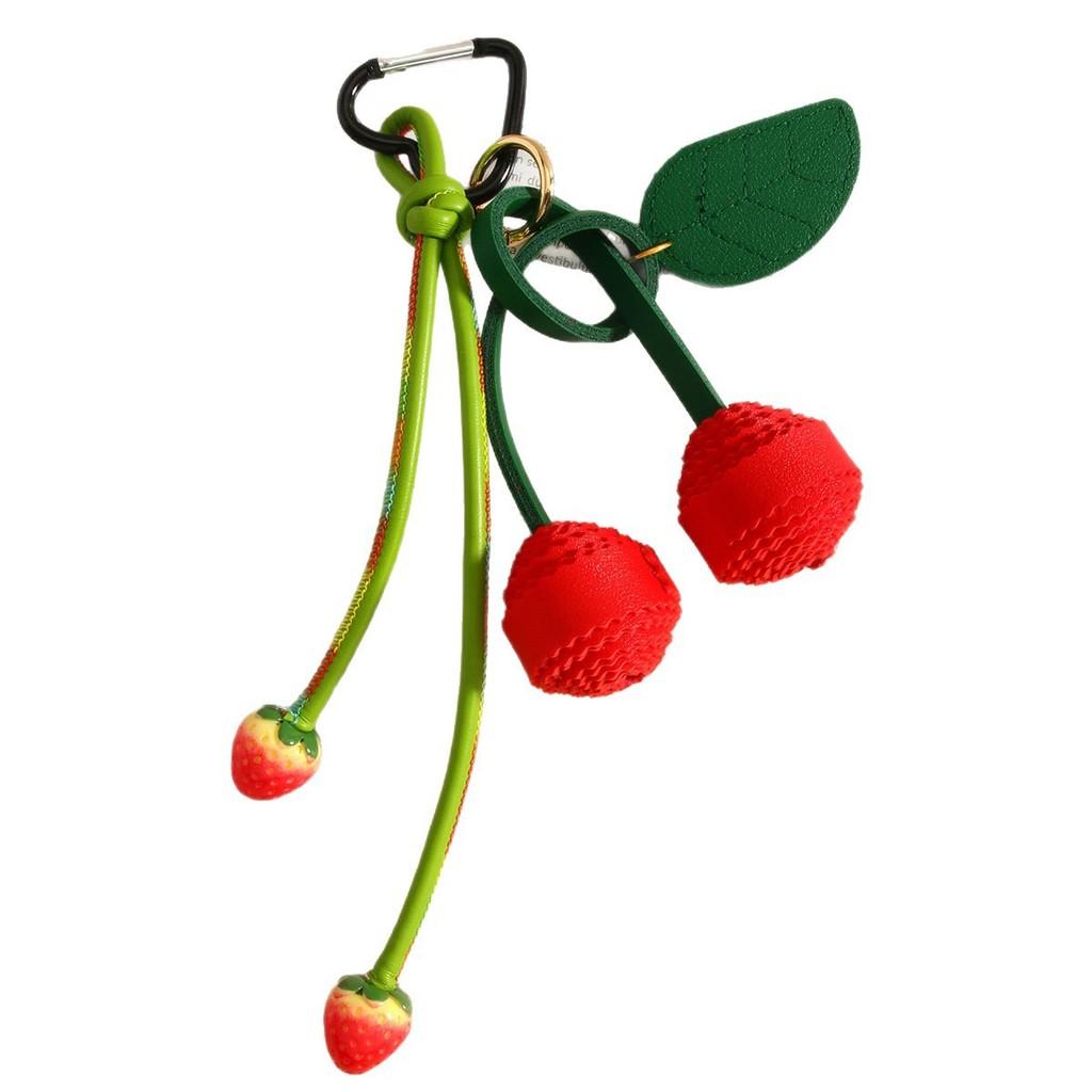 Pu Cherry Strawberry Keychain Bag Charm With Handcrafted Fruits For Fashionable Accessories
