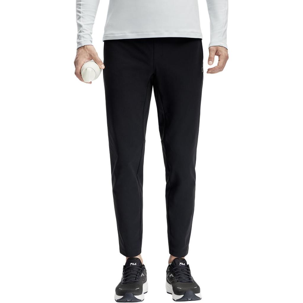 FILA Solid Color Slim Fit Straight Leg Knitted Sports Pants Men Bottoms Black A11M411608F-BK