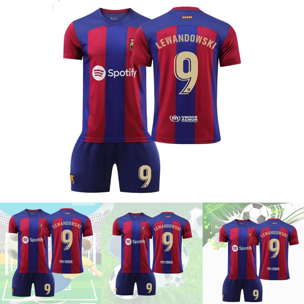 Barcelona Home Jersey Messi 10 Lewandowski 9 Gavi 30 Pedri 8 Suitable For Children Various Sizes Available