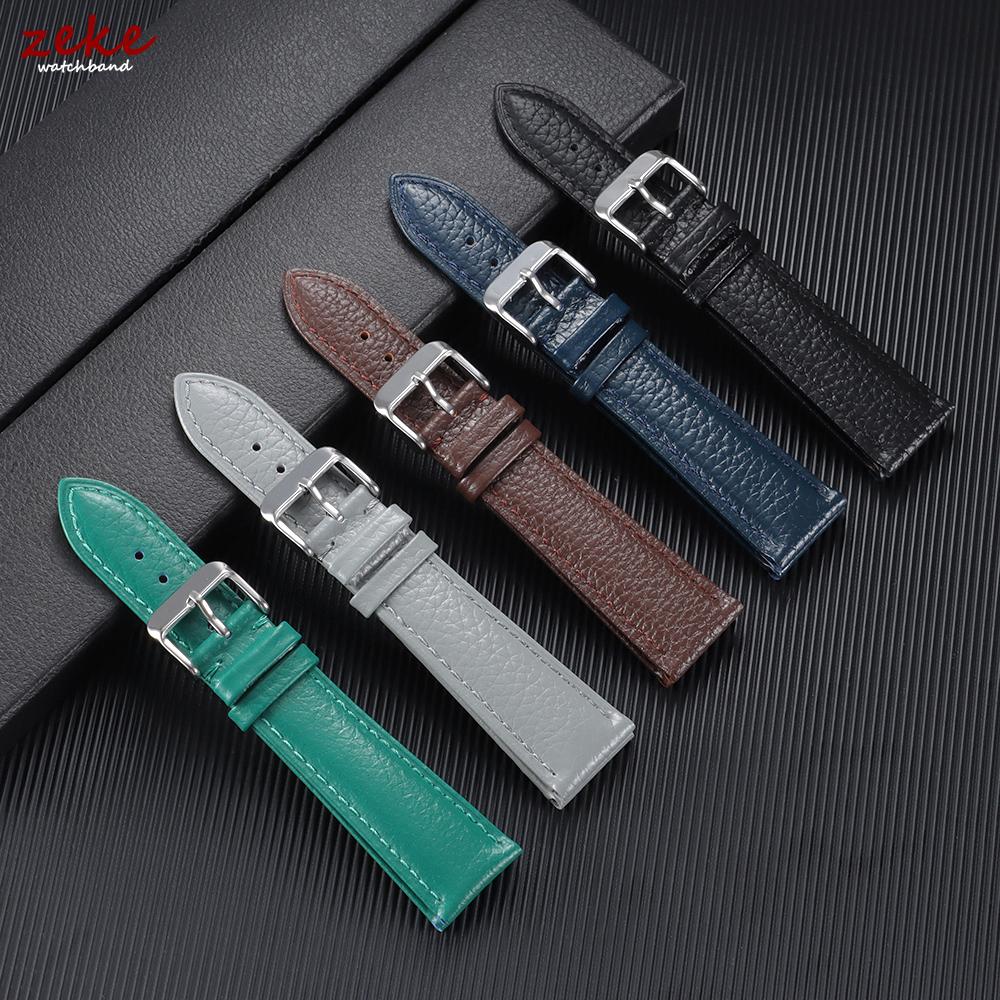 Litchi Pattern Soft Cowhide Watch Band Bracelet 18mm 19mm 20mm 21mm 22mm Replacement Wristwatch Straps for Men Women Watchbands