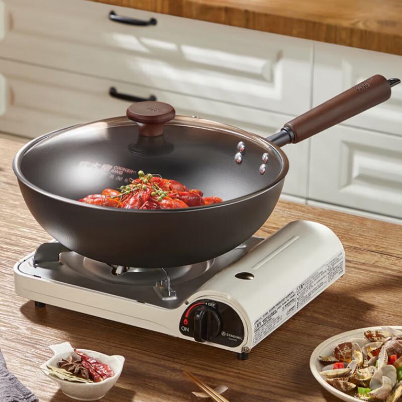 COOKER KING 32cm Non-Coated Cast Iron Wok