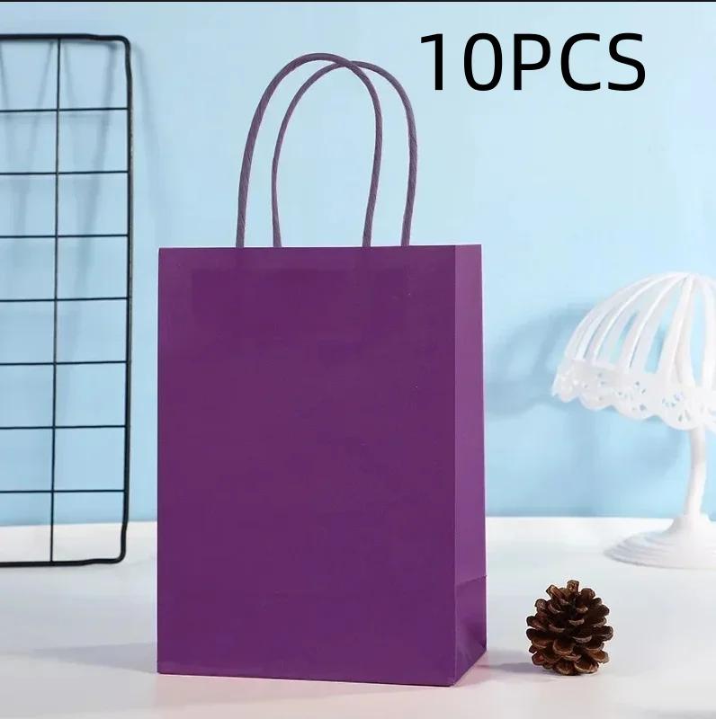 Candy Colorful Shopping Bags 10PCS Kraft Paper Gift Candy Bag Colored Hand-held Paper Bags Wedding Party Decoration Gift 16x12x6cm