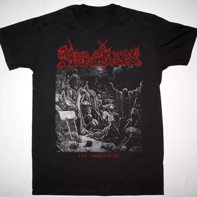 MERCILESS THE AWAKENING 1990 T-Shirt Short Sleeve Black Cotton Unisex T-Shirt XXL